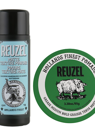 Набор для укладки reuzel: помада для укладки волос green grease pomade 95 г, пудра для укладки matte texture powder 15 г
