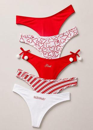 Труси victoria’s secret 5-pack red / трусы виктория сикрет набор 5 шт | оригінал | xs, s
