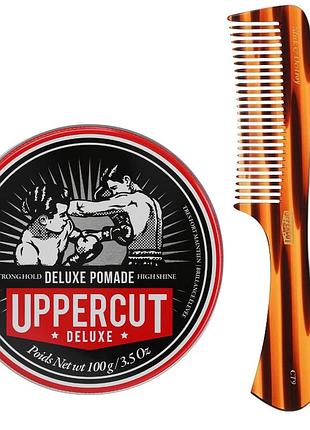 Набор для укладки волос uppercut deluxe: помада pomade 100 г, гребень ct9 tortoise styling comb