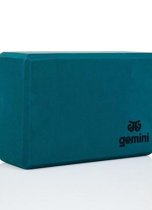 Блок для йоги gemini pro, eva пена, 23×15×7,5 см, 180 г. 1 шт. зелений (gbk-1014)