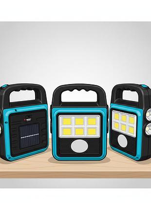 Ліхтар-прожектор solar led light hs-8020 чорний пластик 60 вт із сонячною панеллю та повербанком ip65