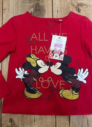 Реглан для дівчинки c&a disney червоний з міккі та мінні маус