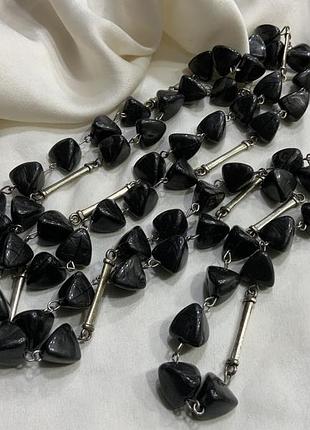 🖤✨ вінтажне довге гематово-чорне намисто / modern statement necklace 🖤✨ vintage modernist style