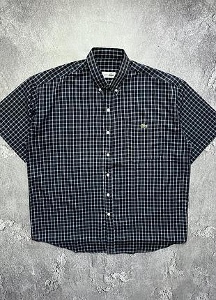 Vintage винтажная рубашка lacoste лакоста big logo check в клетку size xl размер хл