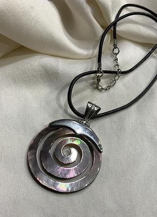 🐚✨ вінтажний підвіс спіраль натуральний чорний перламутр abalone / shell spiral pendant 🐚✨ ethnic boho style