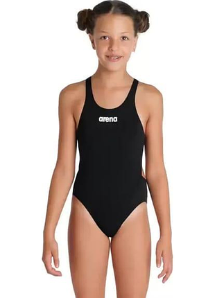 Купальник для дівчат arena team swimsuit swim tech solid хлоростійкий,128 см чорний (004764-550-128)