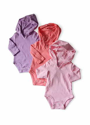 3шт. боди с длинным рукавом hanes для девочки 0-6м