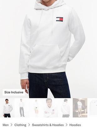 Чоловічий худі на флісі tommy jeans, оригінал🔥 білий сток