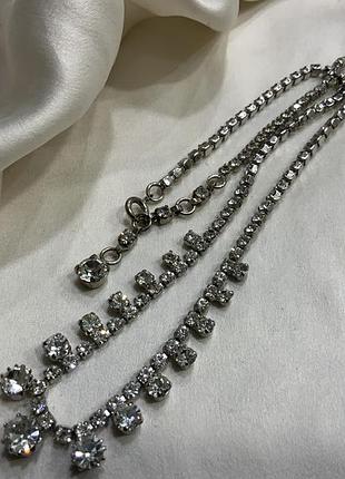 💎✨ роскошный винтажный колье-воротник с прозрачными кристаллами и ступенчатым подвесом vintage 1950-60и mid-century hollywood glamour