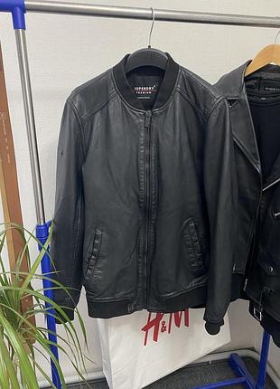 Куртка superdry real leathers шкіряна бомбер стильний актуальний 3