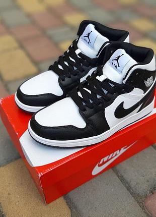 Air jordan 1 высокие белые с черным 5