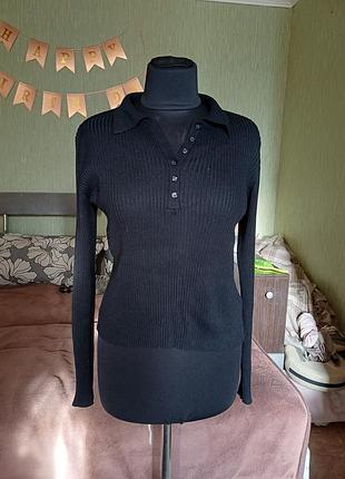Чорний лонгслів-поло calvin klein jeans xl l