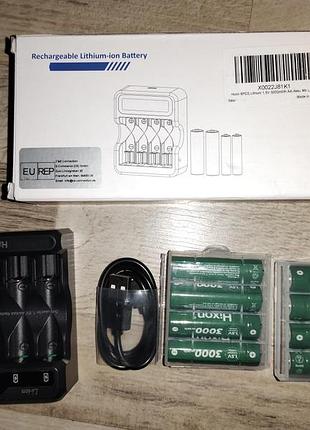 Акумулятори hixon aa li-ion 1.5v 3000mwh (8 шт.) + зарядний пристрій