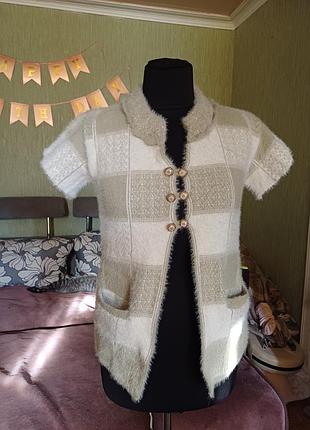 Пухнастий кардиган травка кофта в клітинку ainee collection