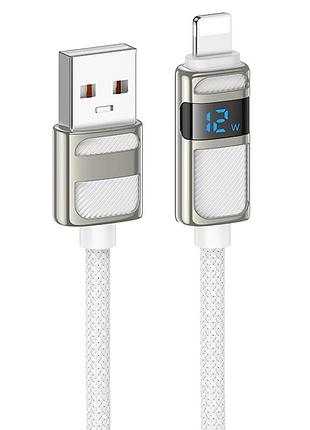 Дата кабель hoco u137 line with display usb to lightning 2.4a/12w (1.2m)