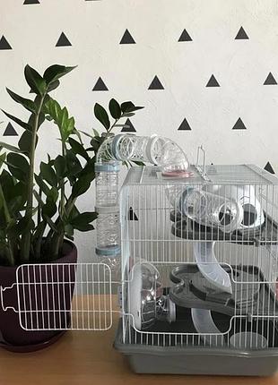 Клітка для хом'яків m012b + лабіринт 36х27х41 см сіра