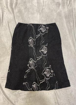 Жіноча сіра юбка годе стильна з візерунком m l'officina della moda
