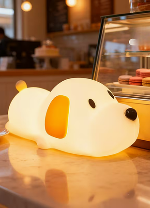 Дитячий силіконовий акумуляторний нічник "dull dog lamp" (песик) із сенсорним керуванням та таймером zh-130