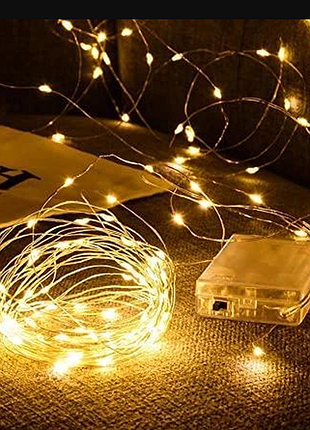 Набор из гирлянд 5шт нить капля росы 10м 100 led от батареек аа теплый белый