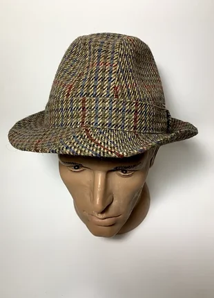 Винтажная твидовая шляпа федора country club by gelfer scotland размер 59cm