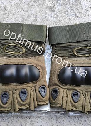 Рукавички захисні тактичні oakley безпалі колір олива розмір l