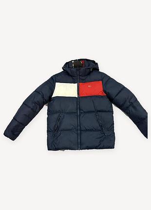 Пуховик Tommy jeans мужской, р. l, темно-синий с флагом
