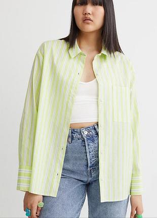 Хлопковая рубашка свободного кроя h&amp;m.