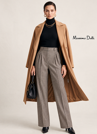 Massimo dutti стильні базові брюки штани з вовною в гусячу лапку