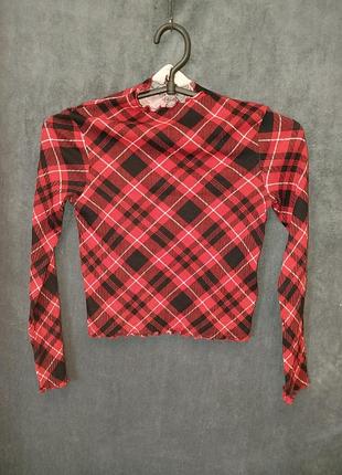 Красно-черный лонгслив в клетку. h&amp;m.
