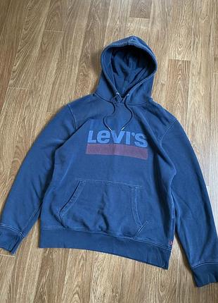 Оригінальне чоловіче худі levi's / синє худі левіс з логотипом розмір l