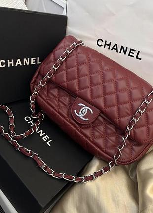 Жіноча сумка chanel бордова стьобана