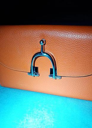 Роскошный кожаный кошелек / клатч hermès (модель с металлическим замком-шпорой) made in Query