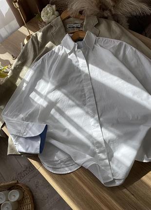 Жіноча базова сорочка рубашка zara в білому кольорі 100% бавовна /котон
