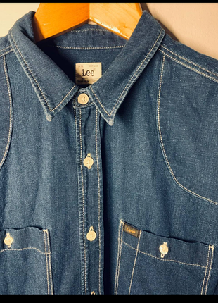 Lee archive worker long sleeve shirt indigo 3