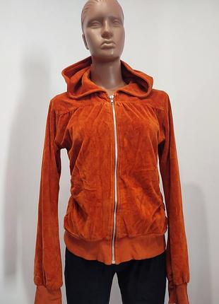 Терракотовое велюровое худи на молнии h&m divided р. m-l / хлопок 75%