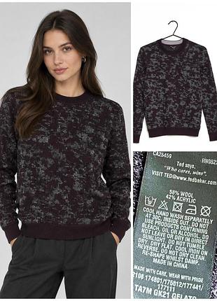 Теплий свитер джемпер ted baker wool abstract jacquard purple/grey jumper,  p. m