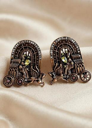 Серьги celestial fantasy star arch pegasus chariot/carriage, «небесная фантазия: колесница пегаса с звездной аркой» 3,5 см