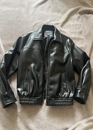 Куртка для дівчинки zara чорна, екошкіра, на 10-12 років