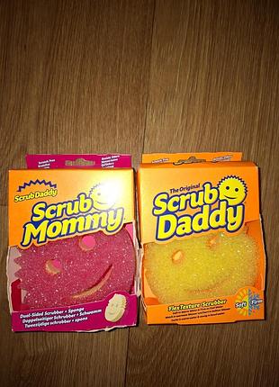 Кухонна губка scrub daddy mammy жовта рожева нова оригінал мочалка кругла для посуду