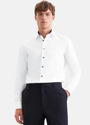 Шикарна чоловіча бавовняна сорочка білого кольору seidensticker tailored made in vietnam