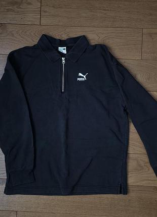 Поло чоловіче puma чорне з довгим рукавом