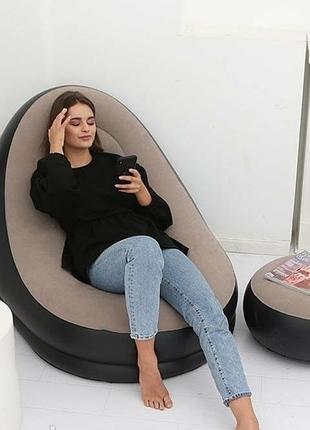 Надувной диван с пуфом air sofa надувное велюровое кресло с пуфиком