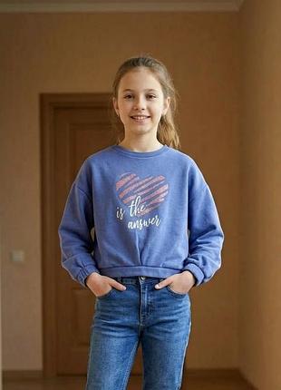 Теплий блакитний світшот piazza italia на дівчинку розмір 134/140 на 9-10 років