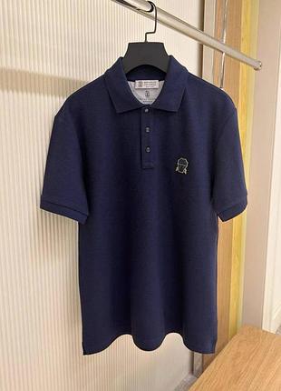 Поло темно синя футболка brunello cucinelli чоловіча s m l xl xxl xxxl