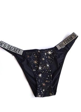 Трусики жіночі victoria's secret original бразиліана чорні зі стразами