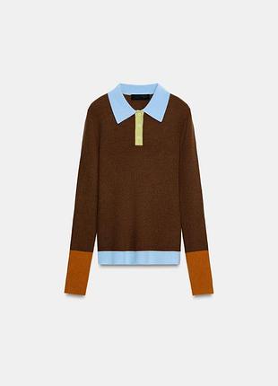 Трикотажне поло в рубчик жіноче zara new