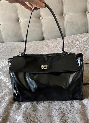Сумка жіноча balenciaga чорна лакова шкіра