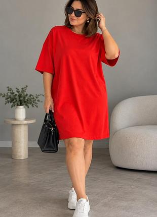 Коротка жіноча сукня-футболка amisu червона трикотажна oversize