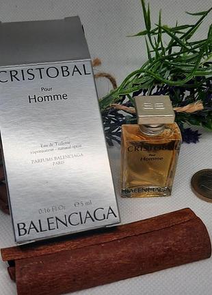 Ультрарідкісна вінтажна мініатюра balenciaga cristobal pour homme: eau de toilette, 5 ml