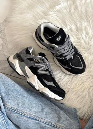Стильні жіночі кросівки new balance 9060 black grey white cordura